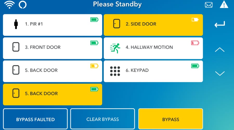 Newark security system command screen.